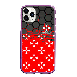 Чехол iPhone 11 Pro матовый Umbrella Corporation - Соты, цвет: 3D-фиолетовый