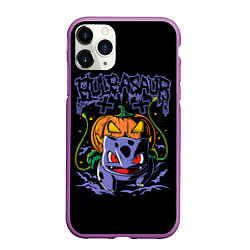 Чехол iPhone 11 Pro матовый Bulbasaur арт, цвет: 3D-фиолетовый
