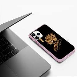 Чехол iPhone 11 Pro матовый Гоку неоновый Dragon Ball, цвет: 3D-розовый — фото 2