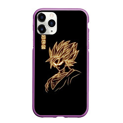 Чехол iPhone 11 Pro матовый Гоку неоновый Dragon Ball, цвет: 3D-фиолетовый