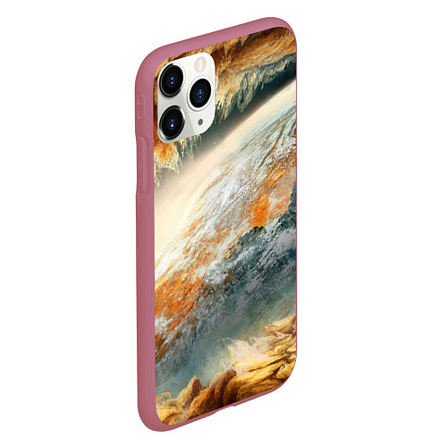 Чехол iPhone 11 Pro матовый Песчаный Космос / 3D-Малиновый – фото 2