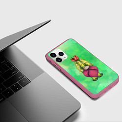 Чехол iPhone 11 Pro матовый Гном - кактус, цвет: 3D-малиновый — фото 2