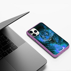 Чехол iPhone 11 Pro матовый Водяной голубой Тигр, цвет: 3D-фиолетовый — фото 2
