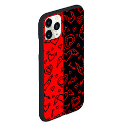 Чехол iPhone 11 Pro матовый Черно-Красные сердца с крылышками, цвет: 3D-черный — фото 2