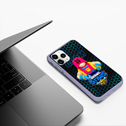 Чехол iPhone 11 Pro матовый Гром BRAWL STARS соты, цвет: 3D-светло-сиреневый — фото 2