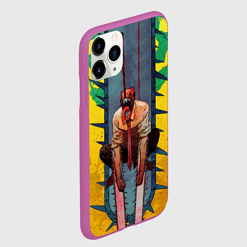 Чехол iPhone 11 Pro матовый Chainsaw Man - Дэндзи / 3D-Фиолетовый – фото 2