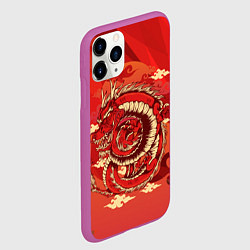 Чехол iPhone 11 Pro матовый Красно-огненный дракон, цвет: 3D-фиолетовый — фото 2