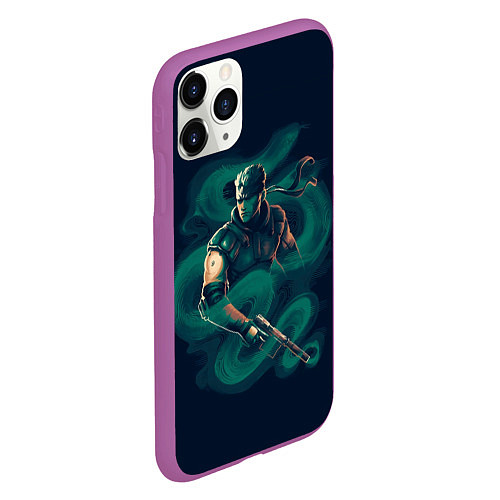 Чехол iPhone 11 Pro матовый Снейк в дыму / 3D-Фиолетовый – фото 2