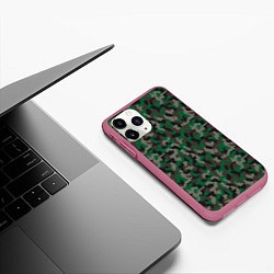 Чехол iPhone 11 Pro матовый Зелёный Вязаный Камуфляж, цвет: 3D-малиновый — фото 2