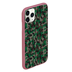Чехол iPhone 11 Pro матовый Зелёный Вязаный Камуфляж, цвет: 3D-малиновый — фото 2