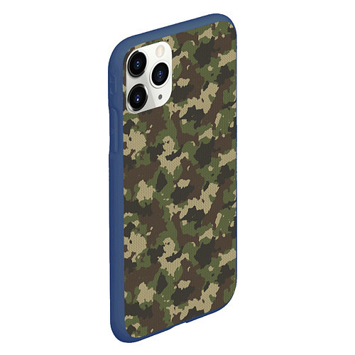 Чехол iPhone 11 Pro матовый Камуфляж для Леса / 3D-Тёмно-синий – фото 2