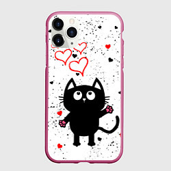 Чехол iPhone 11 Pro матовый Влюблённый котик Cat Love, цвет: 3D-малиновый