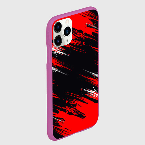 Чехол iPhone 11 Pro матовый БЕЛО-КРАСНАЯ КРАСКА / 3D-Фиолетовый – фото 2
