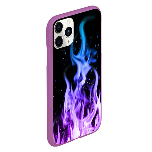 Чехол iPhone 11 Pro матовый ОГОНЬ НЕОНОВЫЙ / 3D-Фиолетовый – фото 2