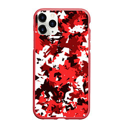Чехол iPhone 11 Pro матовый Красно-белый камуфляж, цвет: 3D-красный