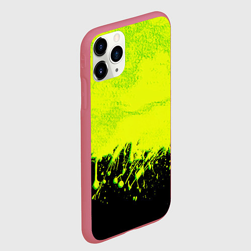 Чехол iPhone 11 Pro матовый НЕОНОВЫЕ БРЫЗГИ КРАСКИ / 3D-Малиновый – фото 2