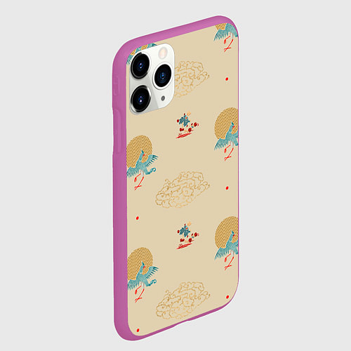 Чехол iPhone 11 Pro матовый Китайский орнамент Феникс / 3D-Фиолетовый – фото 2