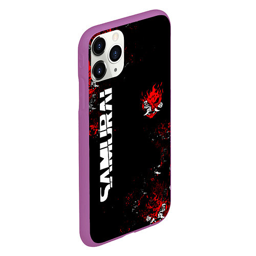 Чехол iPhone 11 Pro матовый КИБЕРПАНК 2077 SAMURAI CYBERPUNK 2077 / 3D-Фиолетовый – фото 2