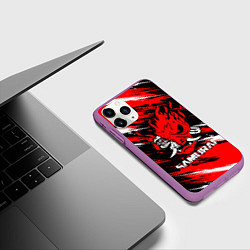 Чехол iPhone 11 Pro матовый SAMURAI CYBERPUNK 2077 КИБЕРПАНК 2077, цвет: 3D-фиолетовый — фото 2