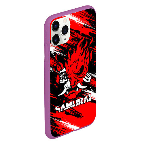 Чехол iPhone 11 Pro матовый SAMURAI CYBERPUNK 2077 КИБЕРПАНК 2077 / 3D-Фиолетовый – фото 2