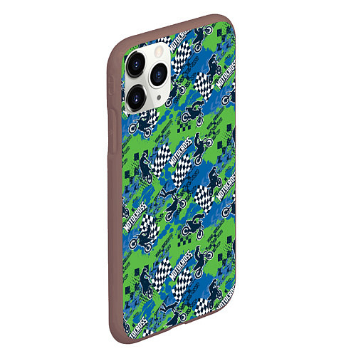 Чехол iPhone 11 Pro матовый Motocross Мотокросс / 3D-Коричневый – фото 2