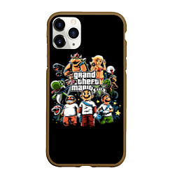 Чехол iPhone 11 Pro матовый Mario x GTA, цвет: 3D-коричневый