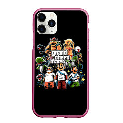 Чехол iPhone 11 Pro матовый Mario x GTA, цвет: 3D-малиновый