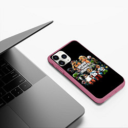 Чехол iPhone 11 Pro матовый Mario x GTA, цвет: 3D-малиновый — фото 2