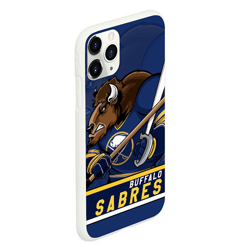 Чехол iPhone 11 Pro матовый Баффало Сейберз, Buffalo Sabres / 3D-Белый – фото 2