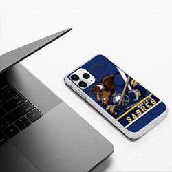 Чехол iPhone 11 Pro матовый Баффало Сейберз, Buffalo Sabres, цвет: 3D-белый — фото 2