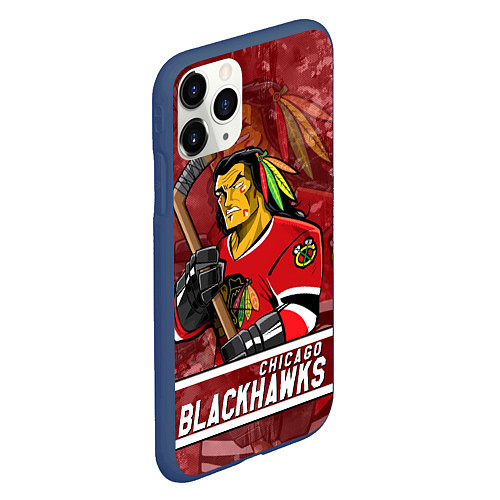 Чехол iPhone 11 Pro матовый Chicago Blackhawks , Чикаго Блэкхокс / 3D-Тёмно-синий – фото 2