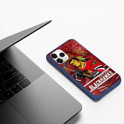 Чехол iPhone 11 Pro матовый Chicago Blackhawks , Чикаго Блэкхокс, цвет: 3D-тёмно-синий — фото 2