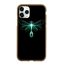 Чехол iPhone 11 Pro матовый Неоновая стрекоза, цвет: 3D-коричневый