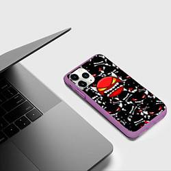 Чехол iPhone 11 Pro матовый Geometry Dash смайлы, цвет: 3D-фиолетовый — фото 2