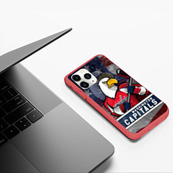 Чехол iPhone 11 Pro матовый Вашингтон Кэпиталз, Washington Capitals, цвет: 3D-красный — фото 2