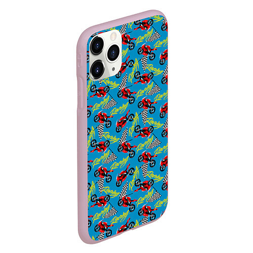 Чехол iPhone 11 Pro матовый Racing гонки / 3D-Розовый – фото 2