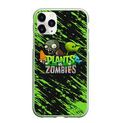 Чехол iPhone 11 Pro матовый Plants vs Zombies персонажи, цвет: 3D-салатовый