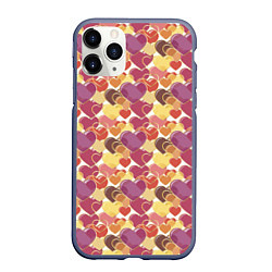 Чехол iPhone 11 Pro матовый Красивые Сердечки LOVE, цвет: 3D-серый