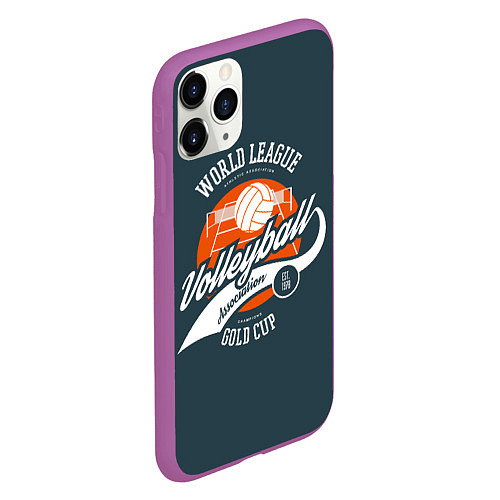 Чехол iPhone 11 Pro матовый Volleyball Волейбол / 3D-Фиолетовый – фото 2