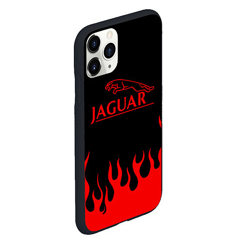 Чехол iPhone 11 Pro матовый Jaguar, Ягуар огонь / 3D-Черный – фото 2