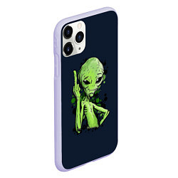 Чехол iPhone 11 Pro матовый Не Дружелюбный пришелец, цвет: 3D-светло-сиреневый — фото 2