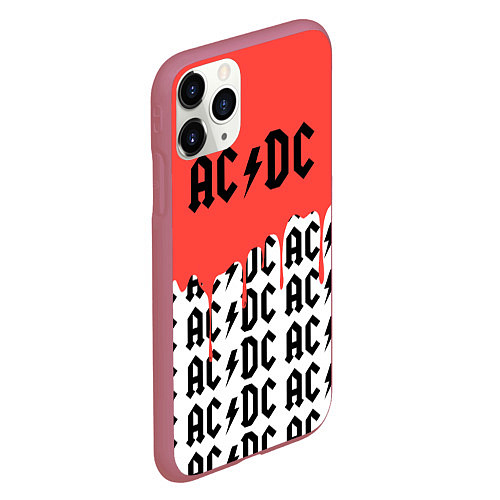 Чехол iPhone 11 Pro матовый Ac dc rock / 3D-Малиновый – фото 2