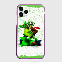 Чехол iPhone 11 Pro матовый Plants vs Zombies зомби против горохострела, цвет: 3D-фиолетовый