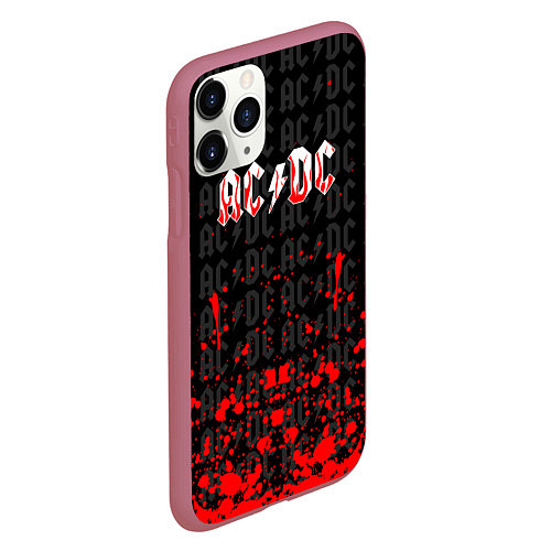 Чехол iPhone 11 Pro матовый Acdc Паттерн / 3D-Малиновый – фото 2