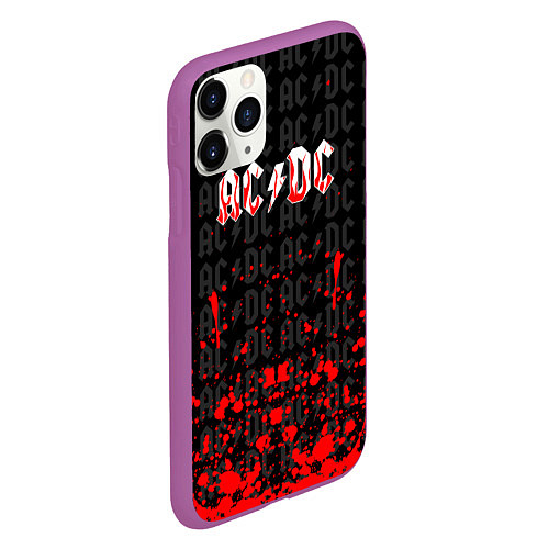 Чехол iPhone 11 Pro матовый Acdc Паттерн / 3D-Фиолетовый – фото 2