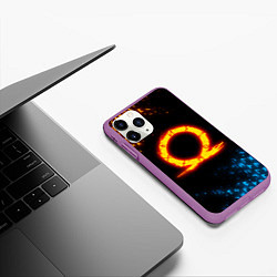 Чехол iPhone 11 Pro матовый GOD OF WAR CRATOS FIRE SYMBOL RUNE, цвет: 3D-фиолетовый — фото 2