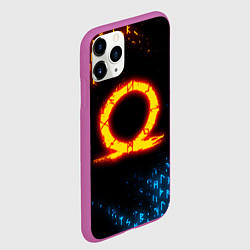 Чехол iPhone 11 Pro матовый GOD OF WAR CRATOS FIRE SYMBOL RUNE, цвет: 3D-фиолетовый — фото 2
