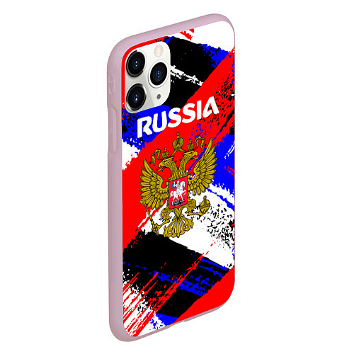 Чехол iPhone 11 Pro матовый Russia Геометрия патриотизм / 3D-Розовый – фото 2