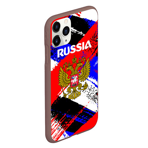 Чехол iPhone 11 Pro матовый Russia Геометрия патриотизм / 3D-Коричневый – фото 2