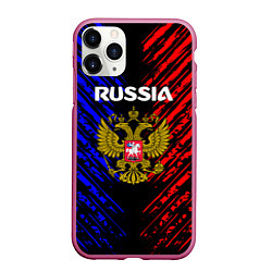 Чехол iPhone 11 Pro матовый Russia Герб Патриот, цвет: 3D-малиновый